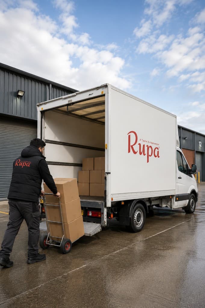 Rupa delivery van being loaded outside the warehouse